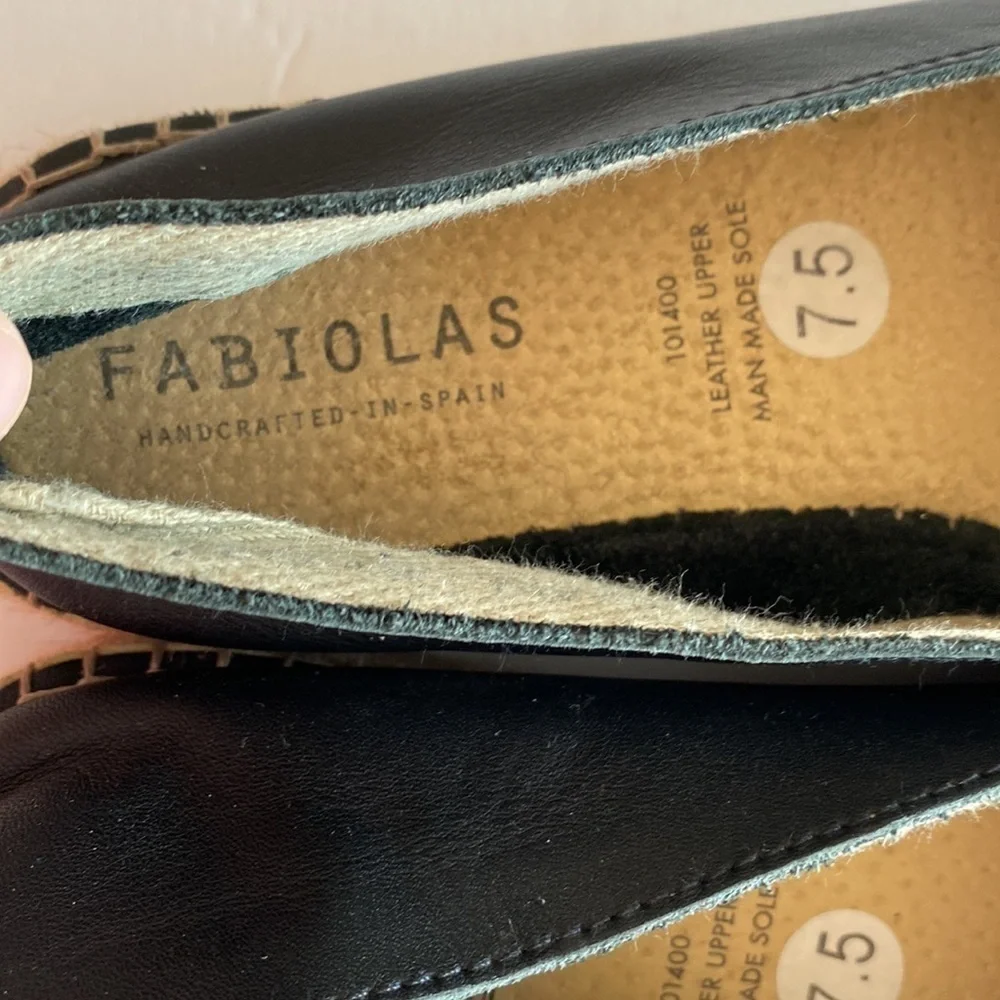 Fabiolas leather espadrilles platform women’s 7.5 platform black VGUC